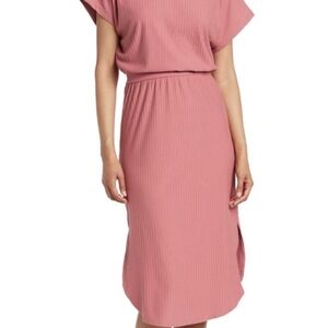 Stitchdrop Pink Tea Rose Midi Dress with Criss Cross Back Sz Small